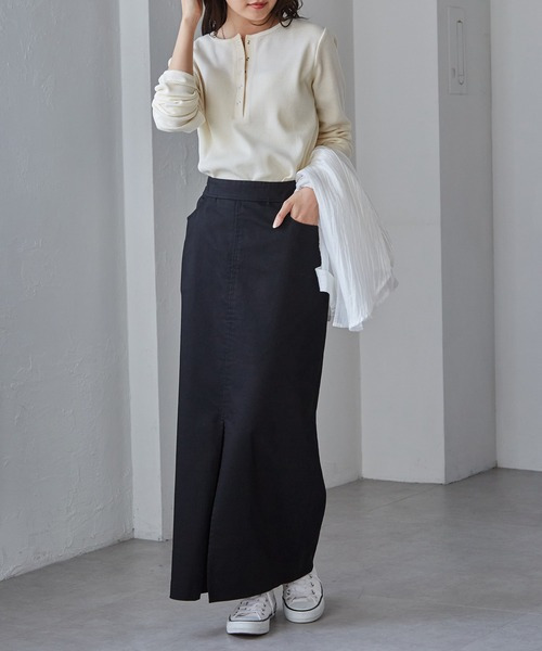 ヘンリーネックワッフルロンT21