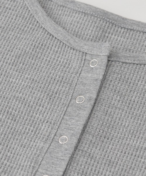 ヘンリーネックワッフルロンT30