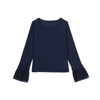 フレアーチュール袖スラブシアーT