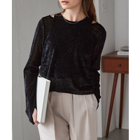 2WAYレイヤードシアーベロアトップス