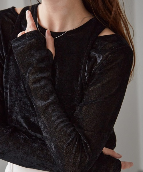 2WAYレイヤードシアーベロアトップス14