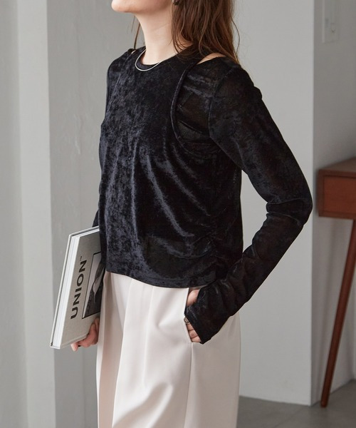 2WAYレイヤードシアーベロアトップス16