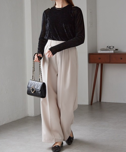 2WAYレイヤードシアーベロアトップス17