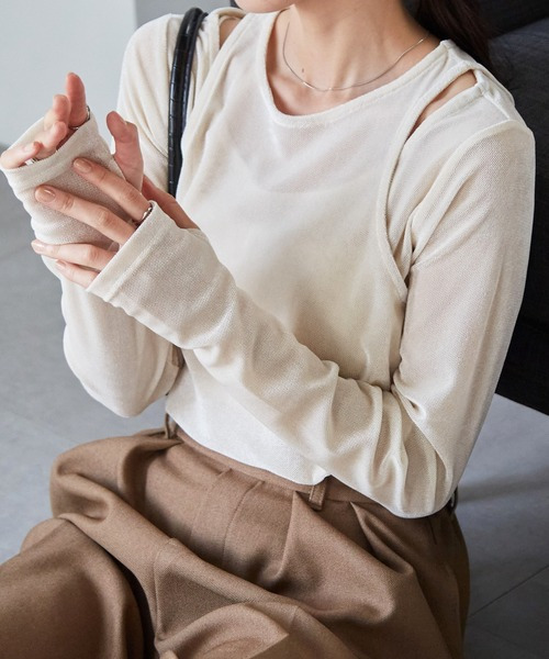 2WAYレイヤードシアーベロアトップス2