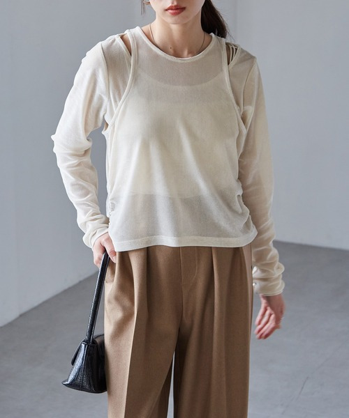 2WAYレイヤードシアーベロアトップス21