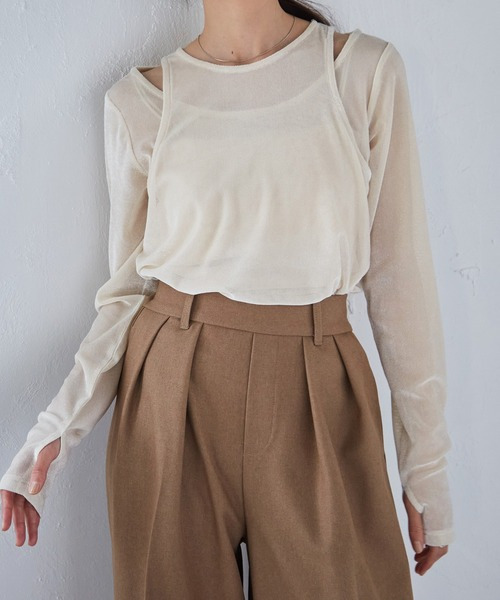 2WAYレイヤードシアーベロアトップス22