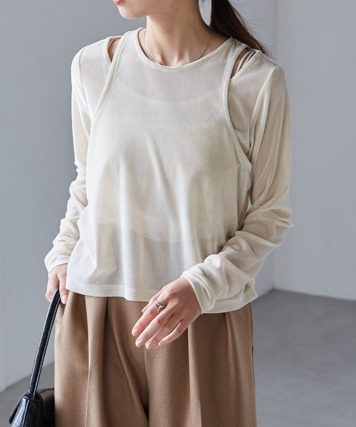 2WAYレイヤードシアーベロアトップス1