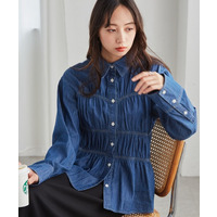 ライトデニムシャーリングデザインシャツ