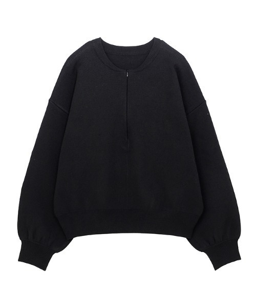 ハーフジップスウェットライクニット1