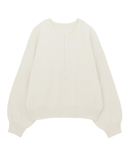 ハーフジップスウェットライクニット1