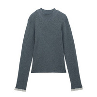 シアーフリルハイネックリブニット