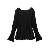 裾バルーンドッキングリブニット