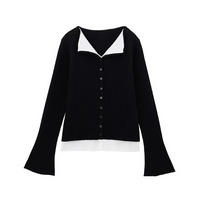 レイヤード配色ニットカーディガン