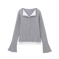 レイヤード配色ニットカーディガン