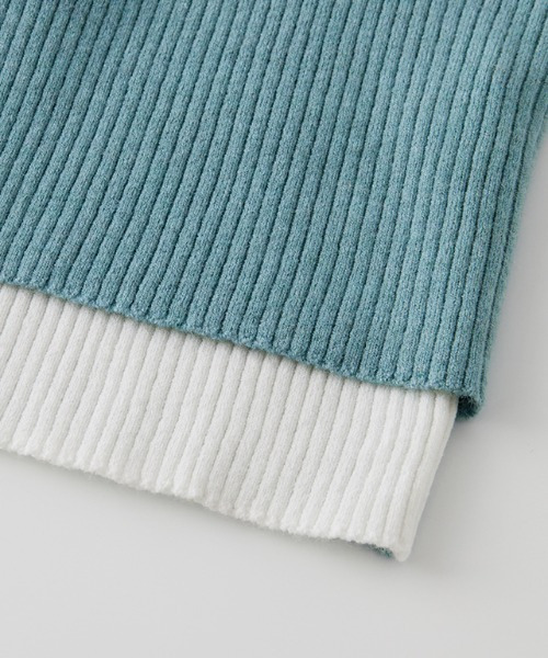 レイヤード配色ニットカーディガン10