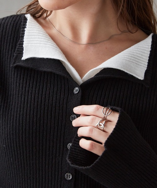 レイヤード配色ニットカーディガン13