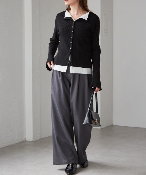 レイヤード配色ニットカーディガン16