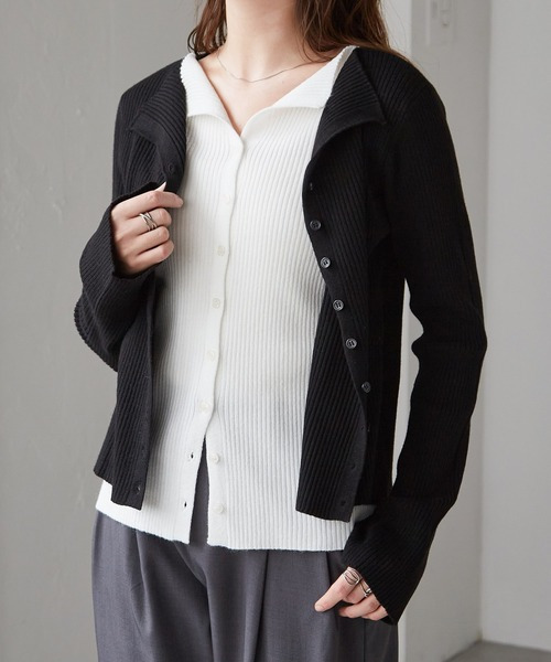 レイヤード配色ニットカーディガン17