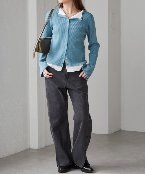 レイヤード配色ニットカーディガン20