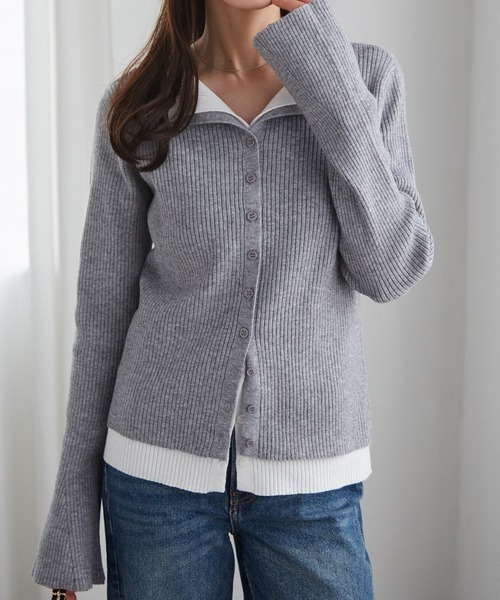 レイヤード配色ニットカーディガン22