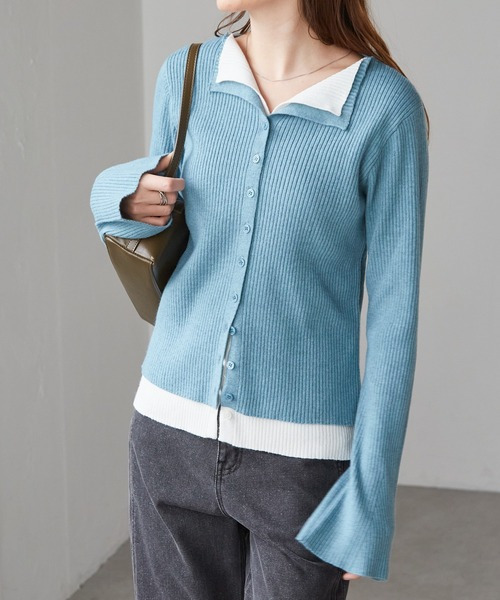 レイヤード配色ニットカーディガン28