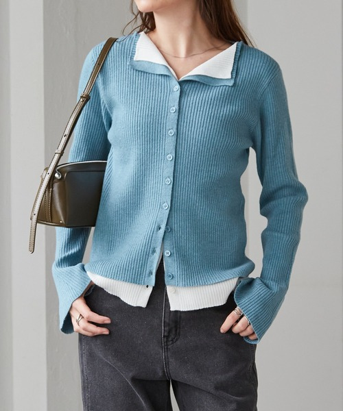 レイヤード配色ニットカーディガン3