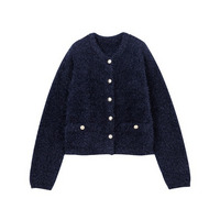 ゴールドボタンラメシャギーカーディガン