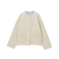 ゴールドボタン裏配色ニットカーディガン