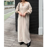 裏起毛ハーフジップワンピース