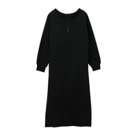 裏起毛ハーフジップワンピース