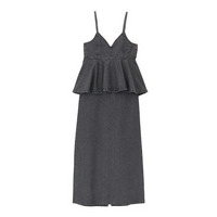 デニムペプラムキャミワンピース