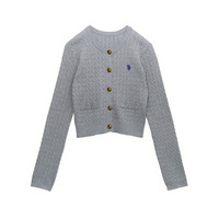 ＜U.S.POLO ASSN.＞別注 ゴールドボタン刺繍ケーブルニットカーディガン