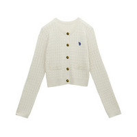 ＜U.S.POLO ASSN.＞別注 ゴールドボタン刺繍ケーブルニットカーディガン