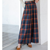 裏起毛ロングフレアガウチョパンツ　大きいサイズ レディース