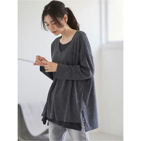 レイヤード風ニットソーチュニック　大きいサイズ レディース