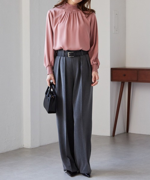 スカラップリブニット使いブラウス 大きいサイズ レディース25