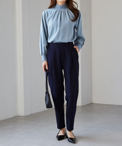 スカラップリブニット使いブラウス 大きいサイズ レディース29