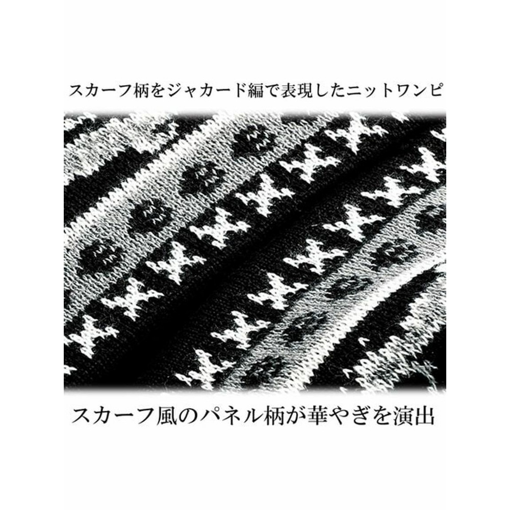 パネル柄ニットワンピース　大きいサイズ レディース2