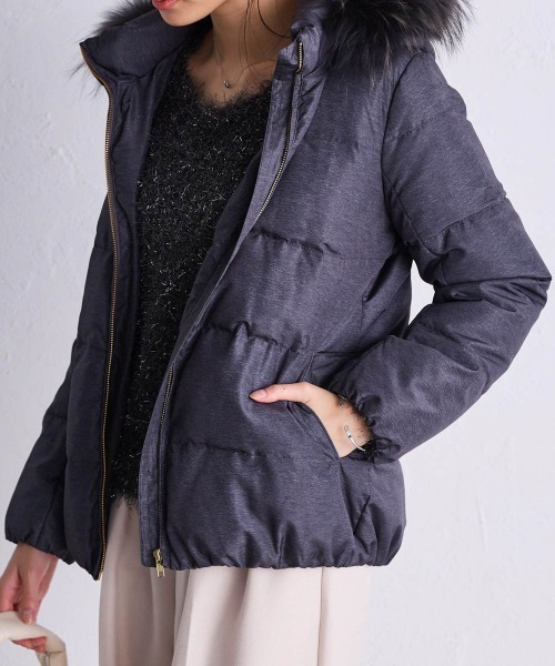 リアルファー付ダウンコート<ショート丈>(ファーは取り外しOK) 大きいサイズ レディース20