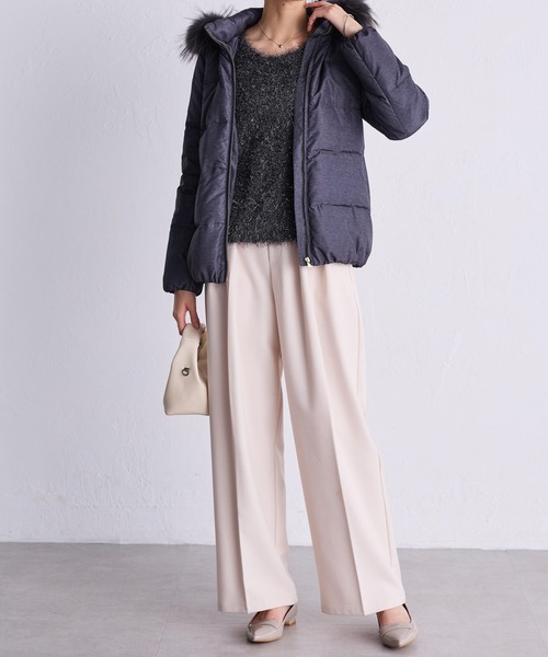 リアルファー付ダウンコート<ショート丈>(ファーは取り外しOK) 大きいサイズ レディース22