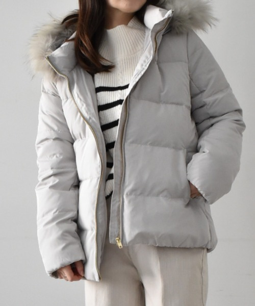 リアルファー付ダウンコート<ショート丈>(ファーは取り外しOK) 大きいサイズ レディース23