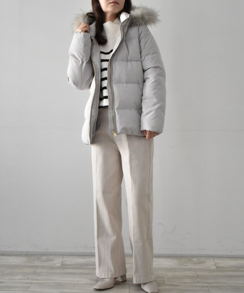 リアルファー付ダウンコート<ショート丈>(ファーは取り外しOK) 大きいサイズ レディース24