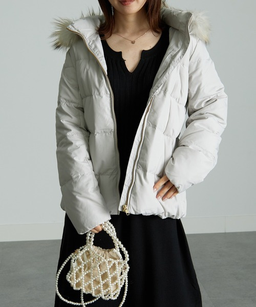 リアルファー付ダウンコート<ショート丈>(ファーは取り外しOK) 大きいサイズ レディース25