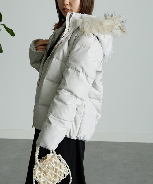 リアルファー付ダウンコート<ショート丈>(ファーは取り外しOK) 大きいサイズ レディース26