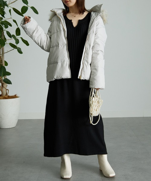 リアルファー付ダウンコート<ショート丈>(ファーは取り外しOK) 大きいサイズ レディース27