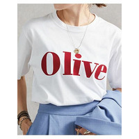 フロッキープリントロゴＴシャツ　大きいサイズ レディース