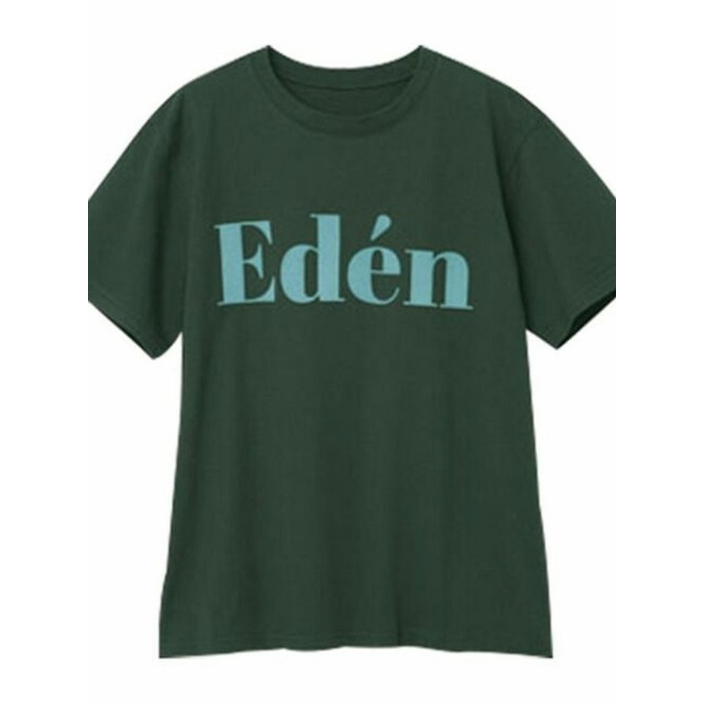 フロッキープリントロゴＴシャツ　大きいサイズ レディース チャコールサックス(EDEN) 1