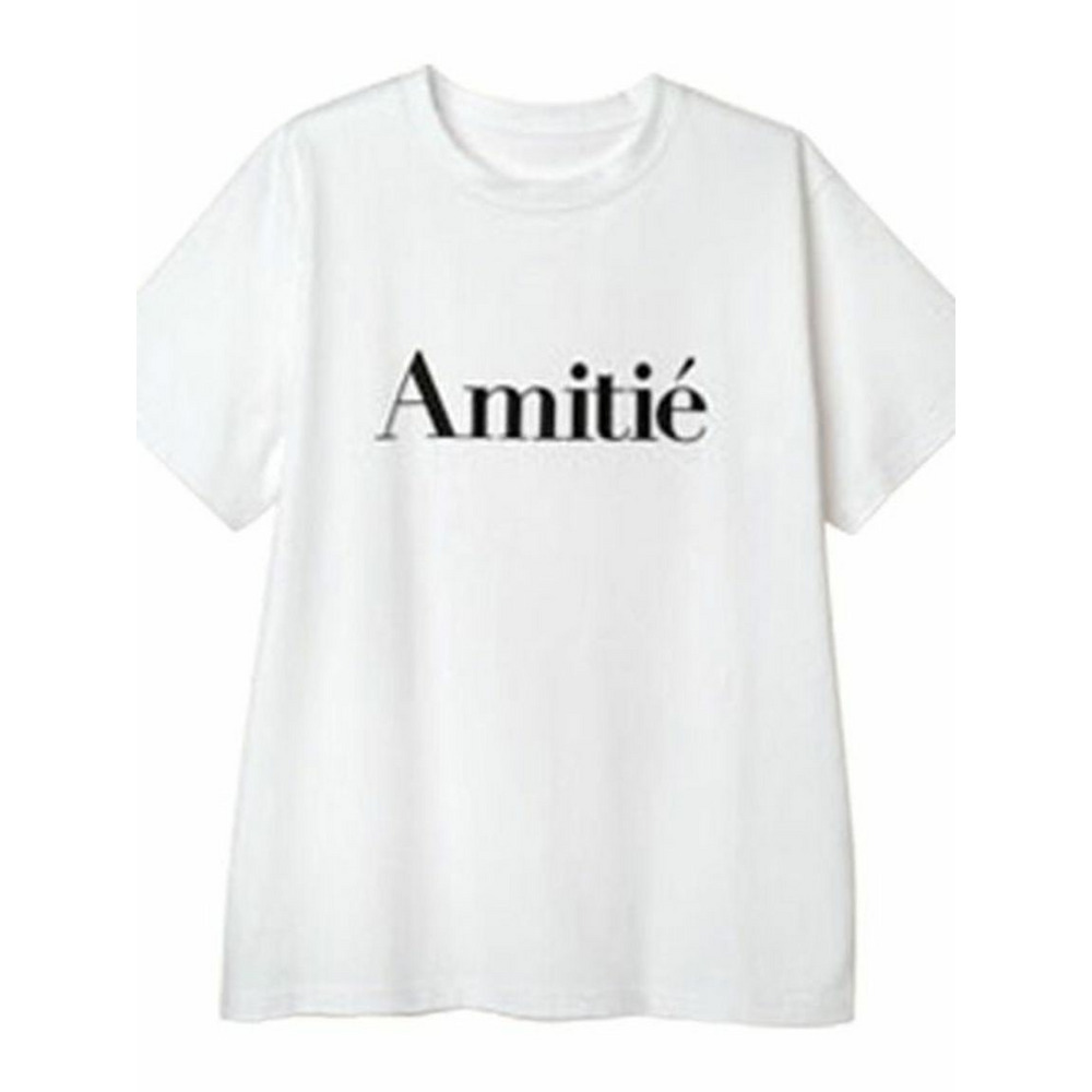 フロッキープリントロゴＴシャツ　大きいサイズ レディース オフホワイト(AMI 1