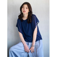 シフォン使いふんわり袖プルオーバー　大きいサイズ レディース