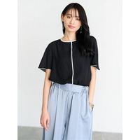 配色ディテールインナー付ブラウス　大きいサイズ レディース